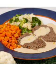 Filé Mignon ao Molho de Mostarda com Couve-Flor, Brócolis e Cenoura Salteada - 320g - 345 Kcal LowCarb 13g