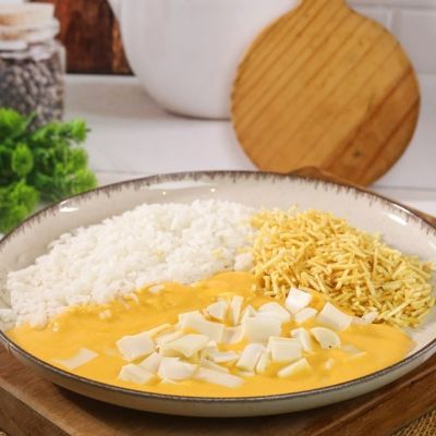 PP 33 - Strogonoff de Palmito com Arroz Branco e Batata Palha - 420g